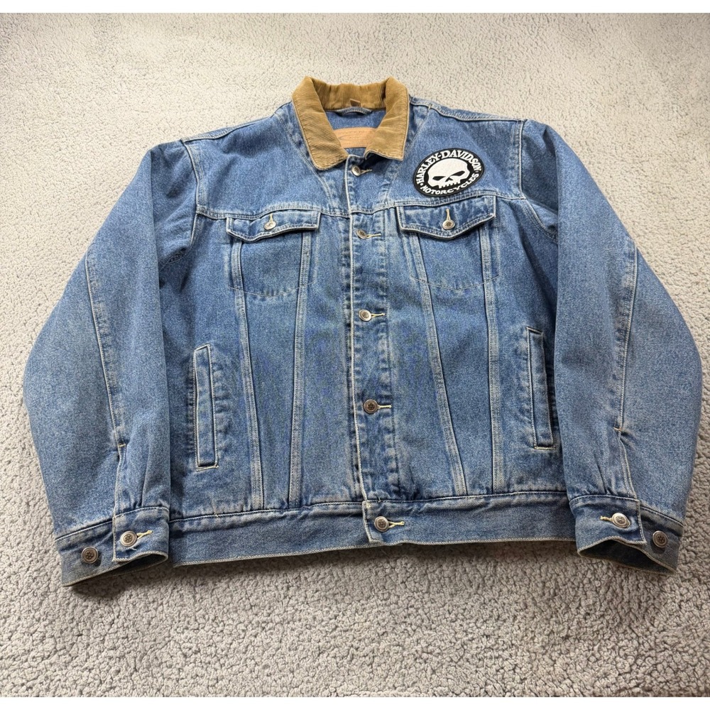Vintage Swingster Ranger Denim Jacket Harley Davidson Patch Mens Medium Lined